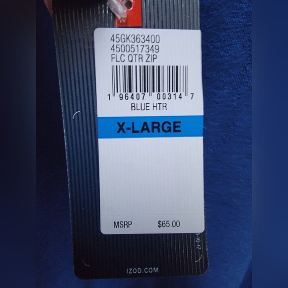 Izod Men's Performace Quarter Zip Pullover Sweater Size XL NWT - Picture 3 of 4